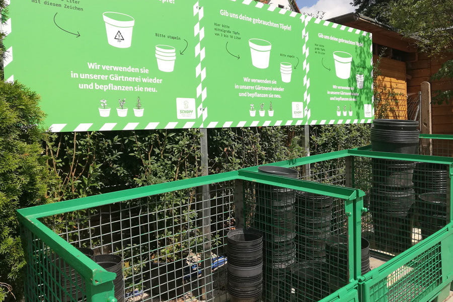 Topf Recycling beim Grünen Zentrum Krottenbach